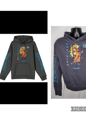 Mens Toei Animation Dragonball Z Goku Super Saiyan Gray Pullover Hoodie S 34 36